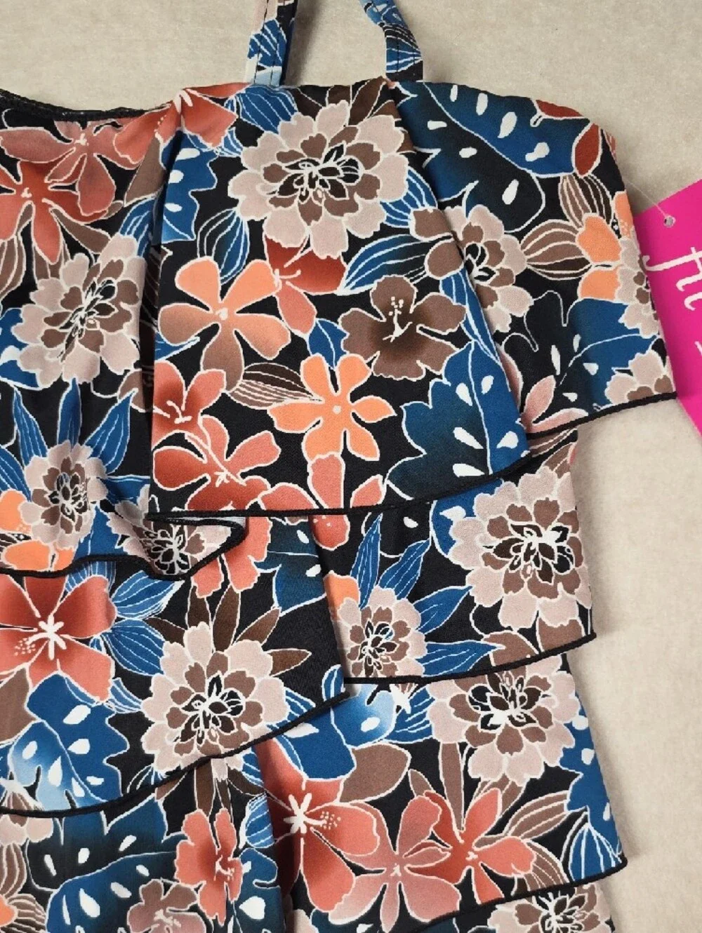 Fit 4 ur HIPS Floral Swim Suit Shorts Romper Blue, Coral, Brown Tropical - Picture 7 of 16